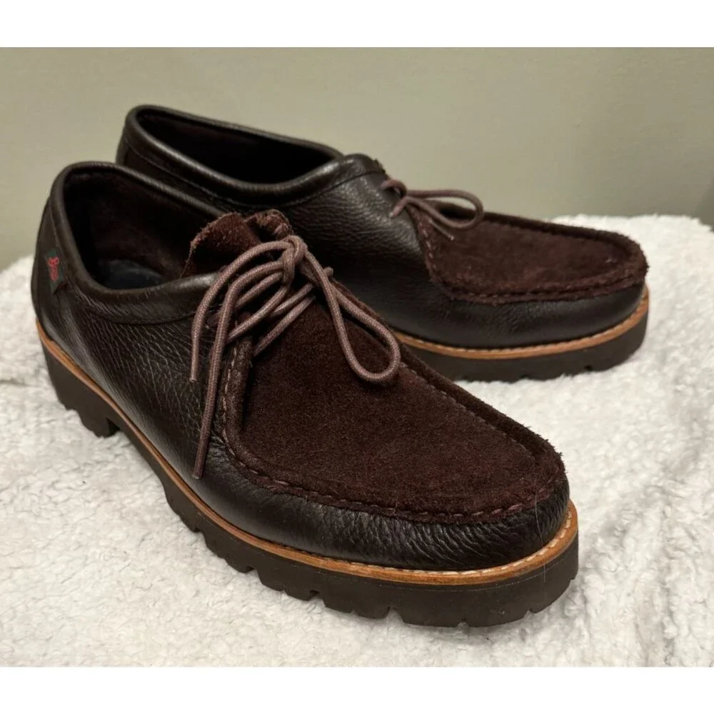G.H. Bass Mens Wallace Brown Leather + Suede Two Eyed Moc Size 11 BAZ2M467